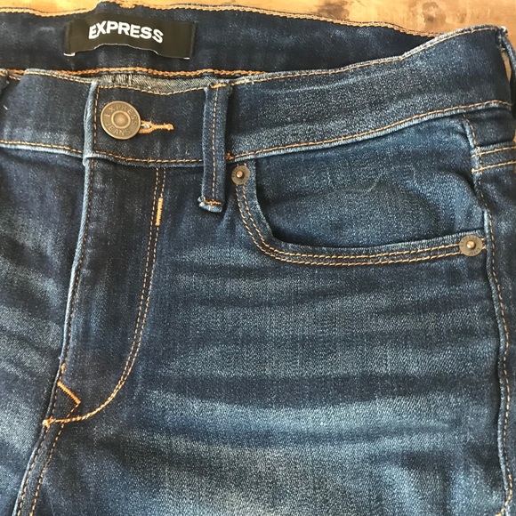 Express Mid Rise Faded Dark Wash legging Jeans - Picture 4 of 7